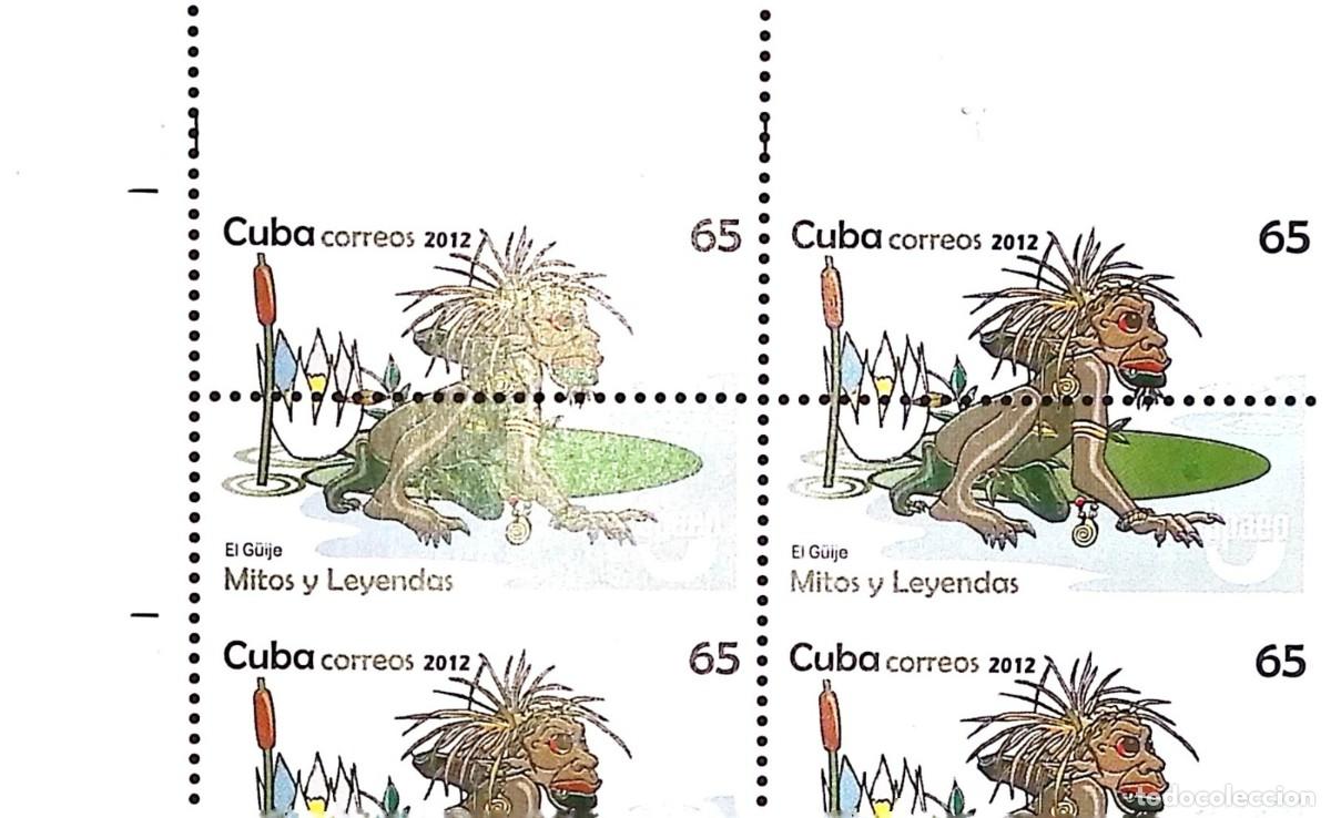 Sellos: TS) 2012 CUBA,DIE PROOF, PERFORATE, DISPLACED IMAGE, BLOCK OF 4, AMERICA UPAEP BROADCAST FEATURING M