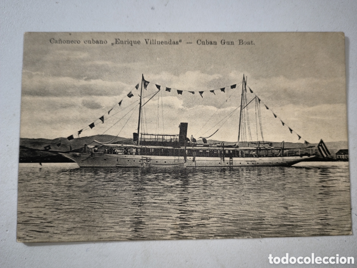 Sellos: Cuba,antigua tarjeta postal imagen ca&ntilde;onero Enrique Villuendas,principios siglo XX.
