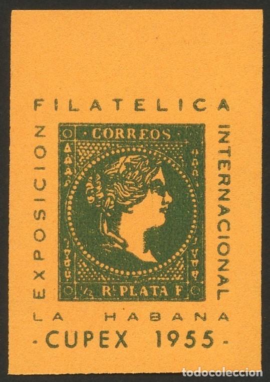 Francobolli: VI&Ntilde;ETA, EXPOSICI&Oacute;N FILAT&Eacute;LICA INTERNACIONAL, CUBA, 1955, VERDE SOBRE NARANJA