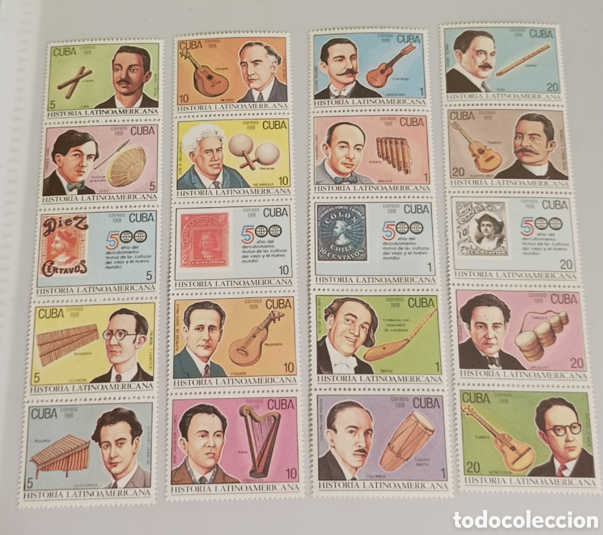 Francobolli: CUBA sello m&uacute;sica e instrumentos musicales 1991 musicos