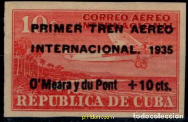 Sellos: 16653 MNH CUBA 1935 PRIMER TREN AEREO INTERNACIONAL