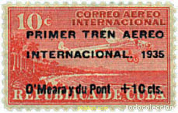 Sellos: 58707 MNH CUBA 1935 PRIMER TREN AEREO INTERNACIONAL