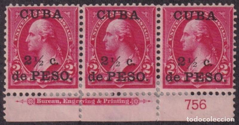 Sellos: 1899-756 CUBA US OCCUPATION 1899 2 &frac12; c MH PLATE NUMBERS N&ordm;756 CON REFUERZO ORIGINAL GUM.