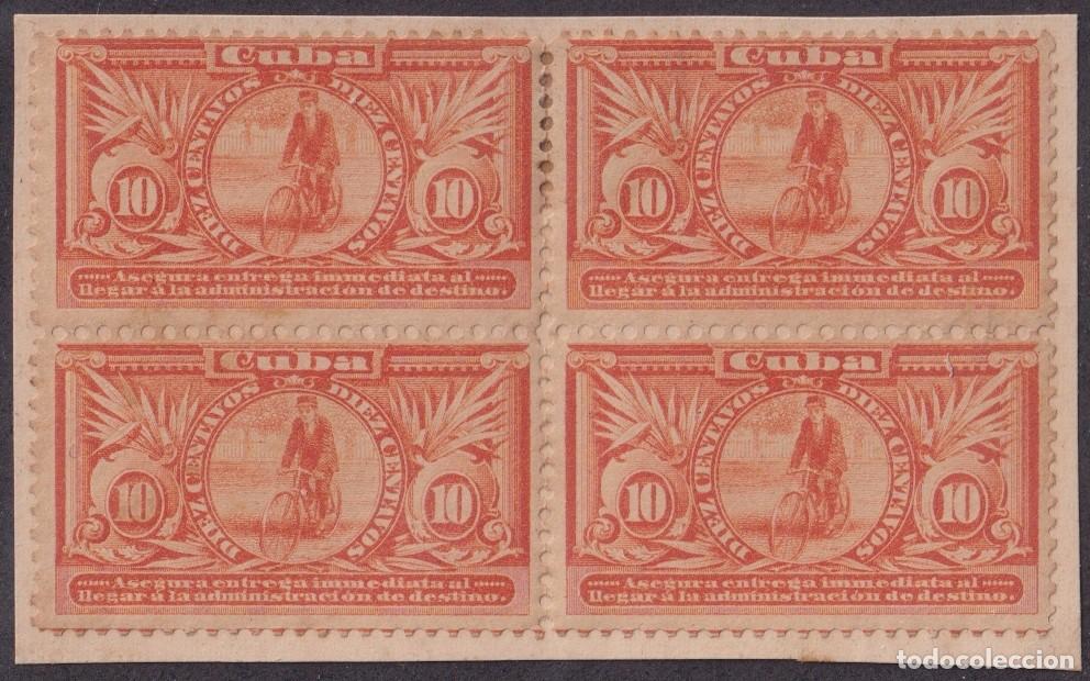 Stamps: 1899-763 CUBA US OCCUPATION 1899 10c SPECIAL DELIVERY &ldquo;IMMEDIATA&rdquo; BL4 PAPEL PEGADO AL DORSO.