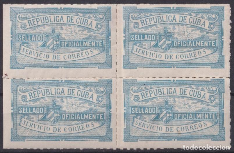 Timbres: 1902-181 CUBA REPUBLICA 1902 OFFICIAL SEALLED FIRTS ISSUE BLOCK 4 ORIGINAL GUM. RARE.