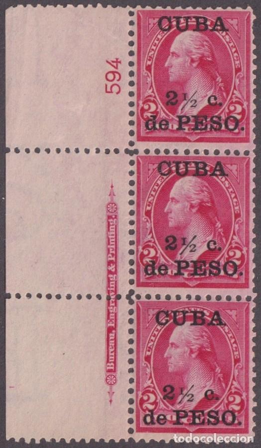 Sellos: 1899-759 CUBA US OCCUPATION 1899 2 &frac12; c MNH PLATE NUMBERS N&ordm;594.