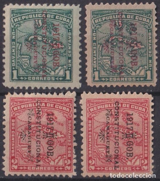 Sellos: 1917-449 CUBA REPUBLICA 1917 REVOLUCION DE LA CHAMBELONA OVERPRINT LEFT & RIGHT ORIGINAL 100% GUARAN