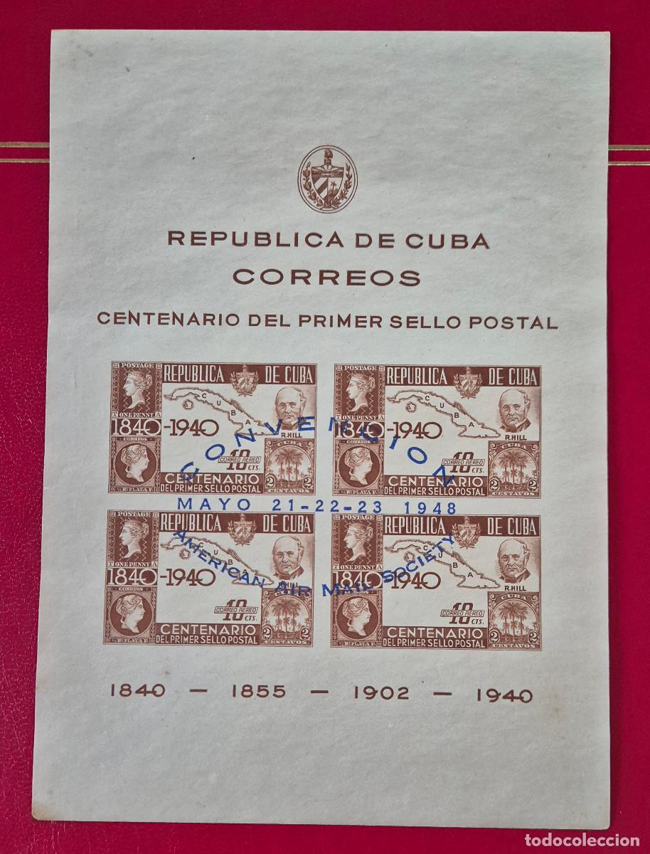 Sellos: CUBA 1948 hojita CONVENCION AMERICAN AIR MAIL SOCIETY HABANA