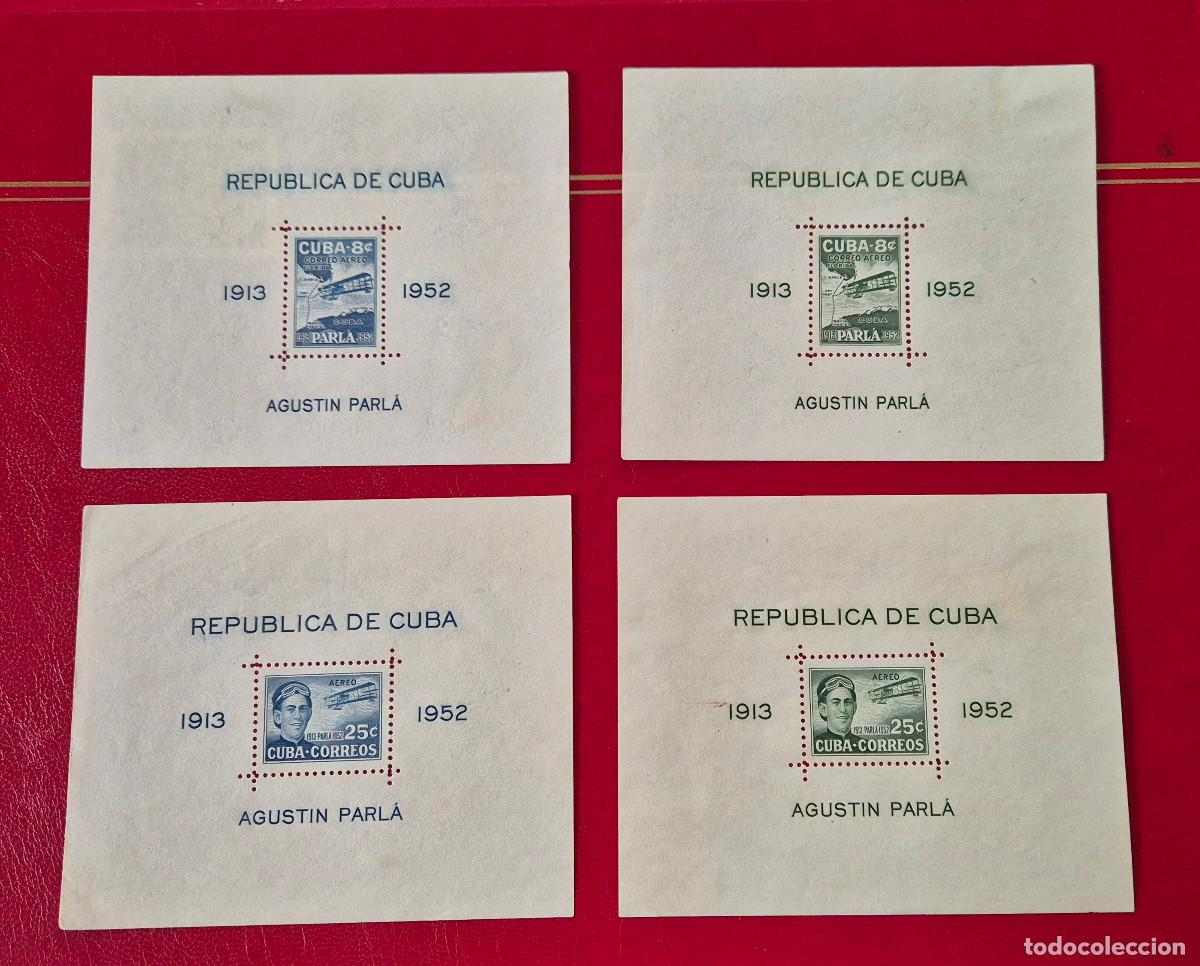 Sellos: CUBA 1952 4 hojitas 39 ANIVERSARIO VUELO KEY WEST-MARIEL POR AUGUSTIN PARLA