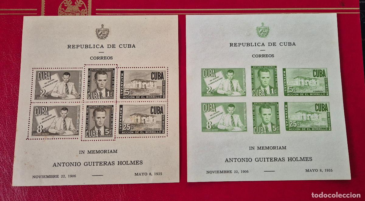 Sellos: CUBA hojitas 45 ANIVERSARIO NACIMIENTO ANTONIO GUITERAS