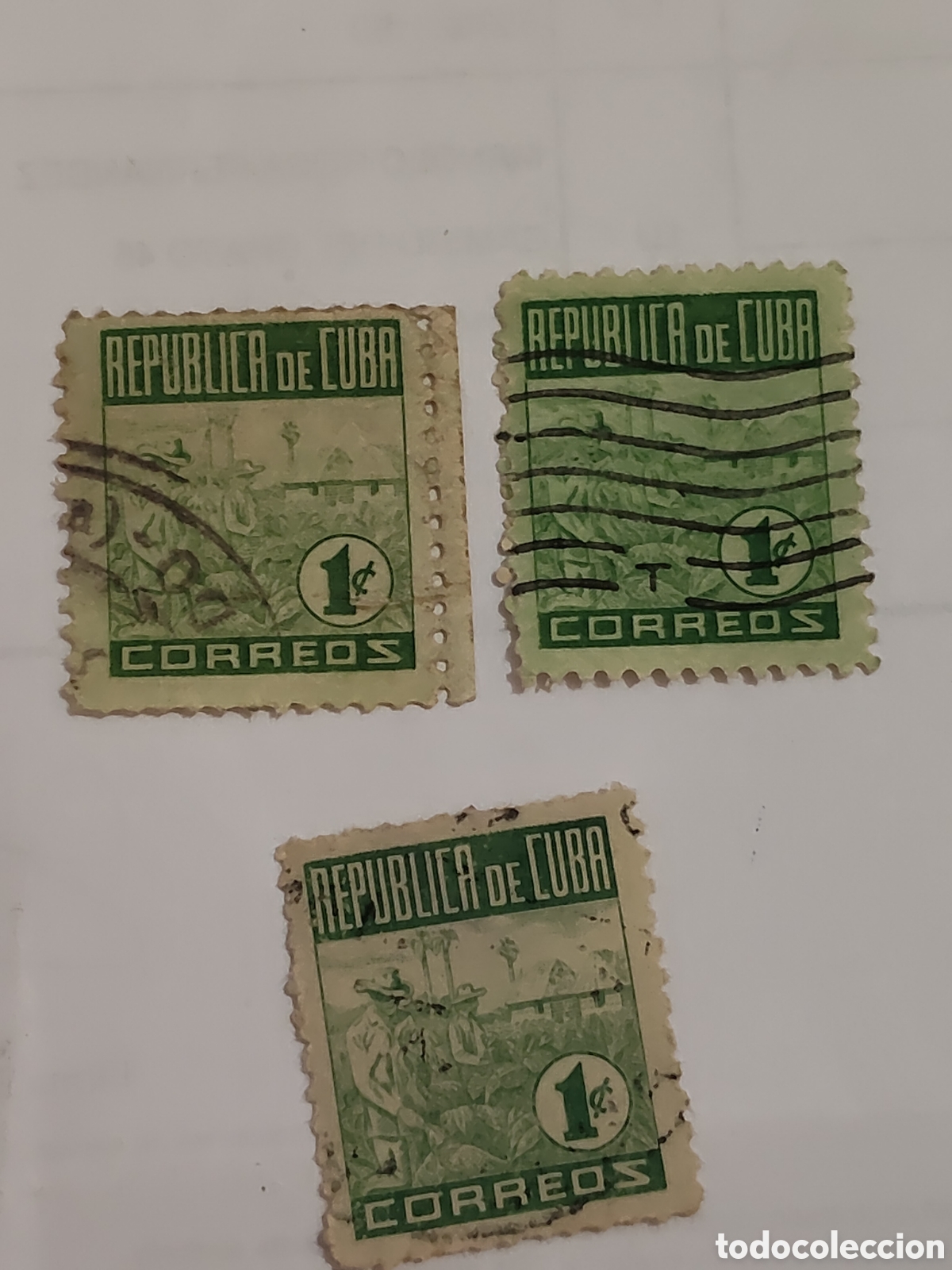 Sellos: 3 sellos de Cuba industria del rabaco 1948