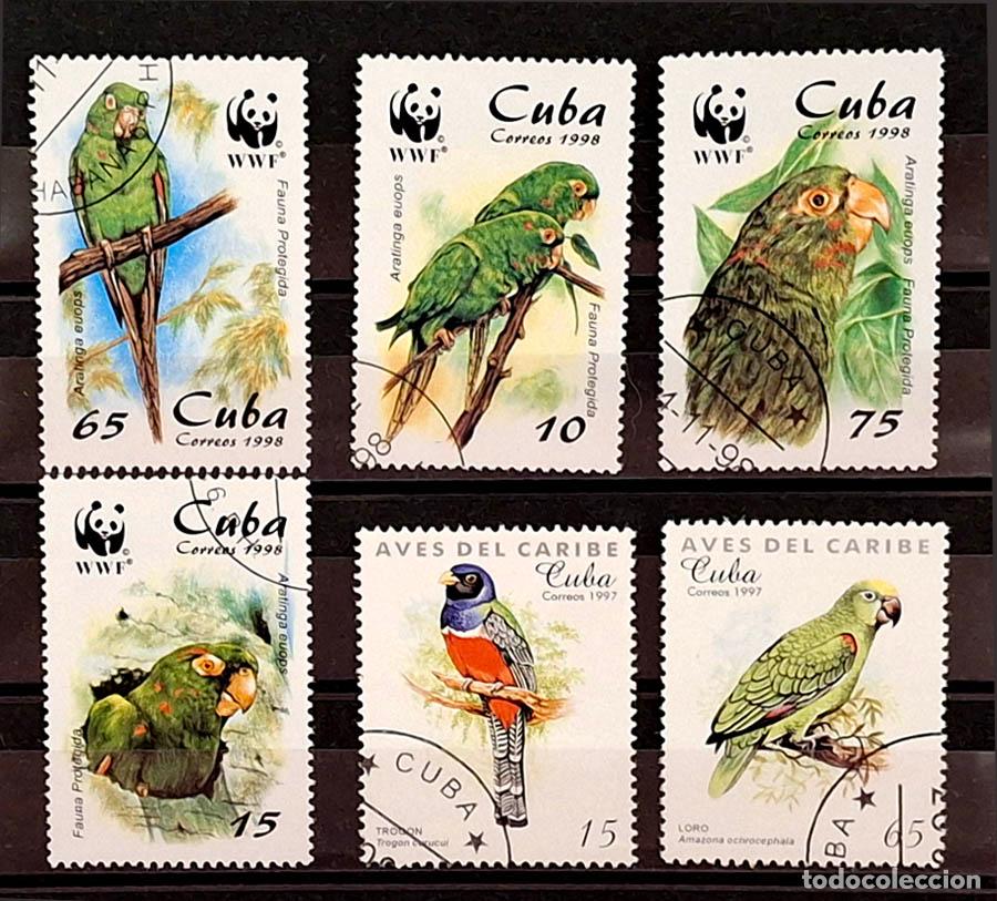 Sellos: 6 sellos de Cuba - Aves - 1997-1998