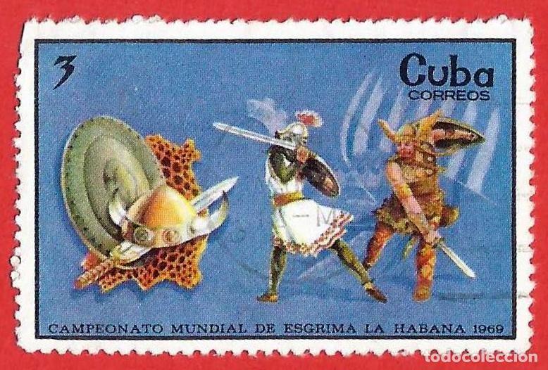 Sellos: Cuba. 1969. Scott # 1438. Campeonato del Mundo de Esgrima. Gladiadores romanos