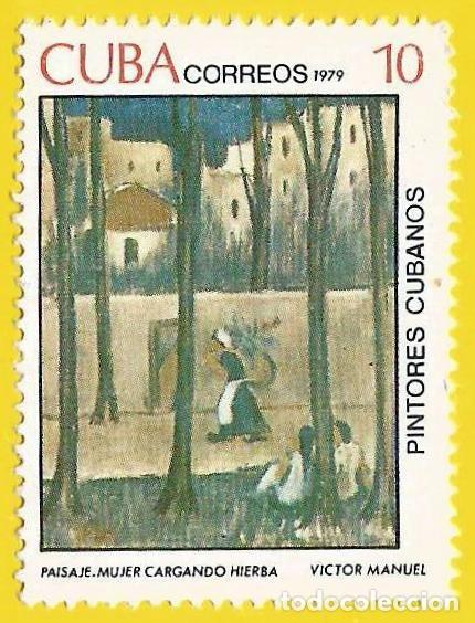 Sellos: Cuba. 1979. Scott # 2265. Pintores cubanos. Victor Manuel Garcia. Mujer cargando