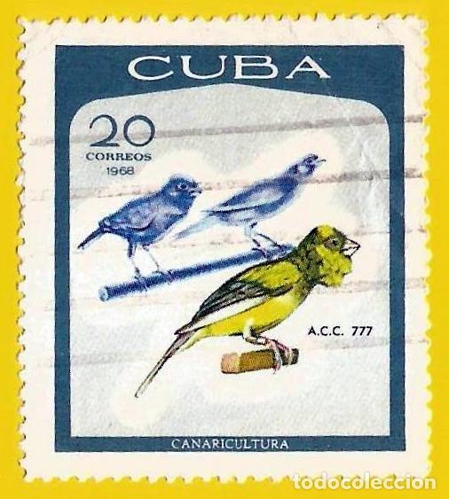 Sellos: Cuba. 1968. Scott # 1330. Pajaros. Canario. Canaricultura