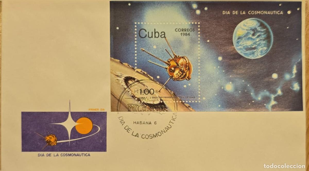 Sellos: TS.)1984, CUBA, HAVANA, FIRST DAY COVER, COMMEMORATIVE PRE-PRINTED, &rdquo;COSMONAUTICS DAY,&rdquo; STAMP: &rdquo;LUNA