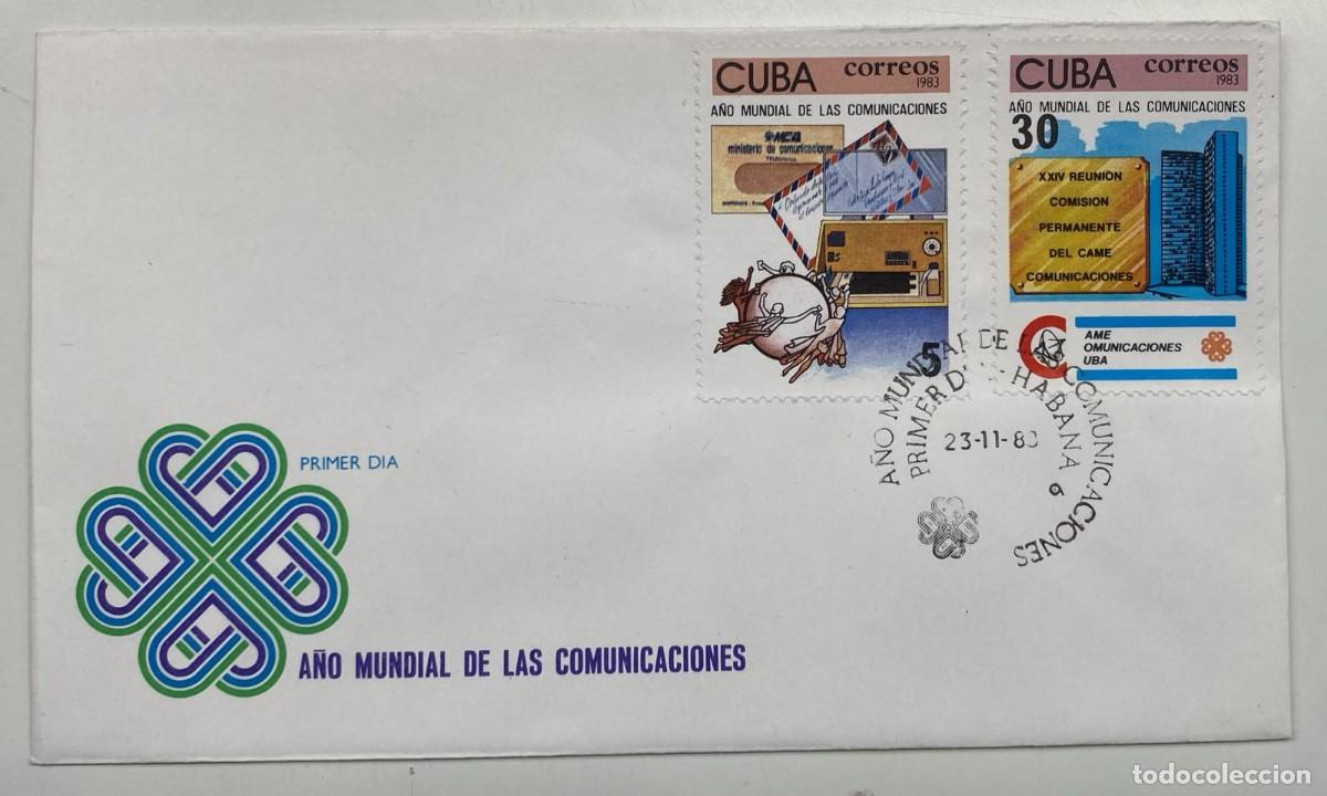 Sellos: TS.)1983, CUBA, HAVANA, FIRST DAY COVER, COMMEMORATIVE ISSUE (WORLD COMMUNICATIONS YEAR), FEATURING