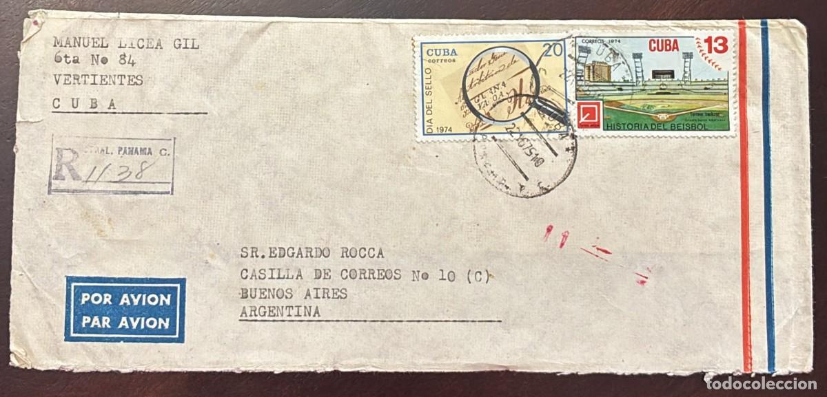 Sellos: TS.)1974, CUBA, AIRMAIL COVER ADDRESSED TO BUENOS AIRES, BEARING TWO STAMPS: ON THE LEFT, &rdquo;STAMP DAY
