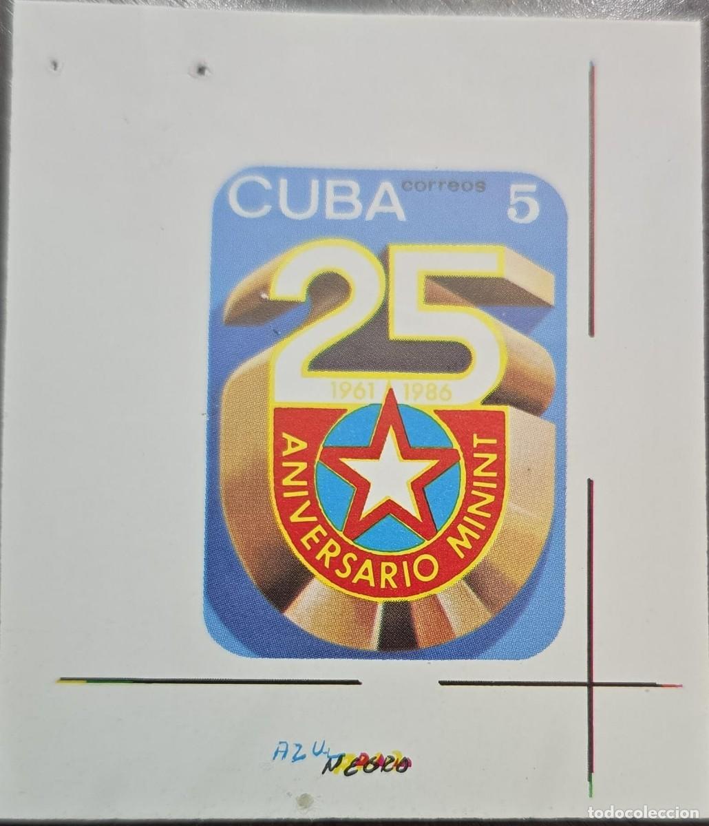 Sellos: MI) 1986 CUBA, DIE PROOF, IMPERFORATE, 25TH ANNIVERSARY OF THE MINISTRY OF THE INTERIOR, MNH.