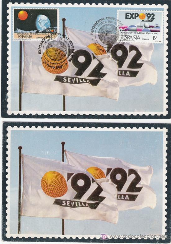 Sellos: PAREJA DE TARJETAS DE LA EXPO  92 - Foto 1