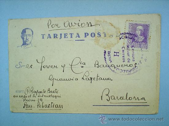 Sellos: TARJETA POSTAL1939 GUIPUZCUA - Foto 1