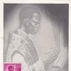 Sellos: GUINEA ESPAÑOLA RELIGION CENTENARIO PREFECTURA 1955 (EDIFIL 344) EN BONITA Y RARA TARJETA MAXIMA.