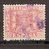 Sellos: ESCUDO TELEGRAFOS 1940/48 USADO - Foto 1