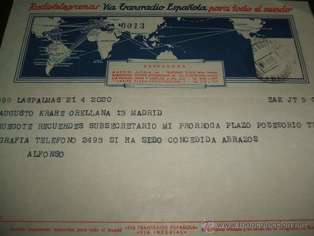 Sellos: TELEGRAMA 1954 VIA TRANSRADIO ESPAÑOLA - Foto 1 - 51171350