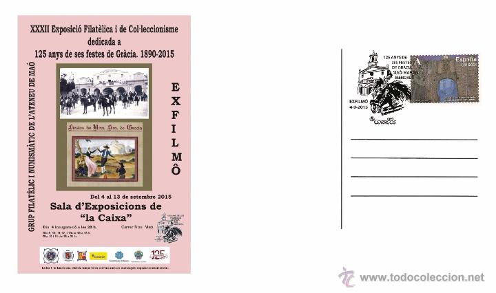 Sellos: Spain 2015 - EXFILMO 2015 MAHON special postcard cancellation - Foto 1