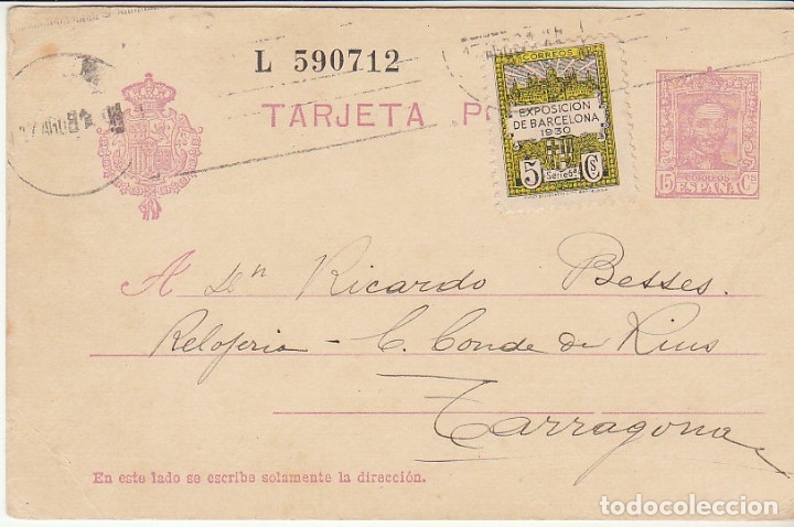Sellos: BARCELONA a TARRAGONA. 1931. - Foto 1
