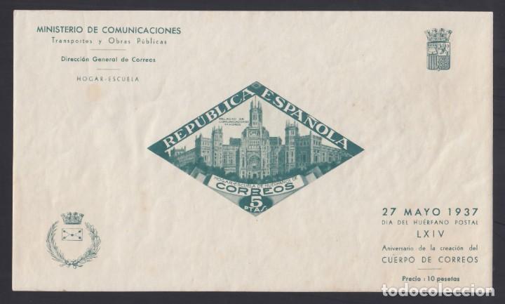 BENEFICENCIA, 1937 EDIFIL Nº 18 /*/, PALACIO DE COMUNICACIONES DE MADRID. 5 P. VERDE, SIN DENTAR. (Sellos - España - Dependencias Postales - Beneficencia)