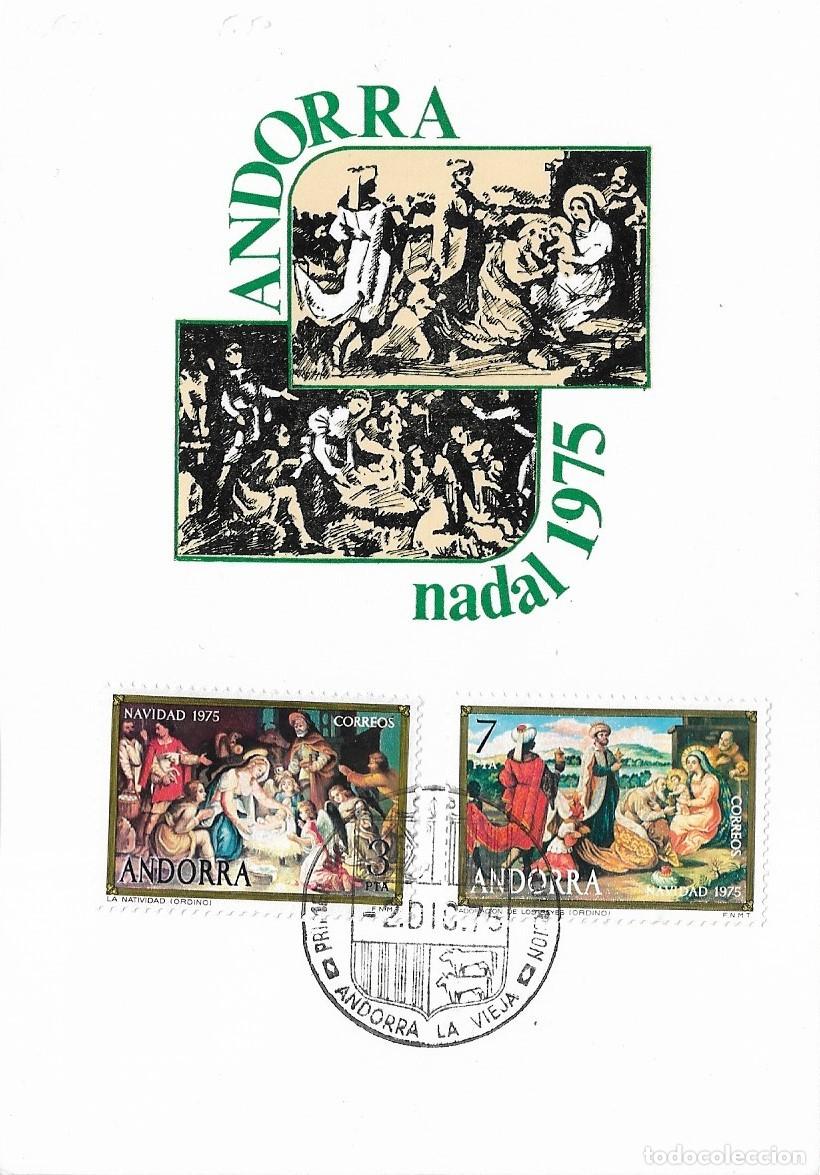 Timbres: NAVIDAD 1975 PINTURAS BARROCAS IGLESIA PARROQUIAL DE ORDINO ANDORRA ESPA&Ntilde;OLA (EDIFIL 100/101) TM PD
