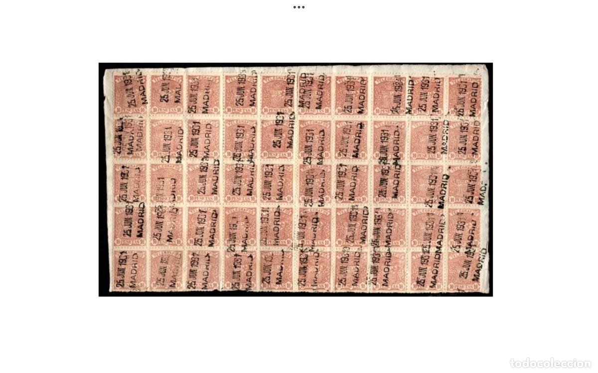 Sellos: TELEGRAFOS EDIFIL 62 - 50 sobre sellos fragmento - Madrid 25-Junio-1931 - V.Cat.475€