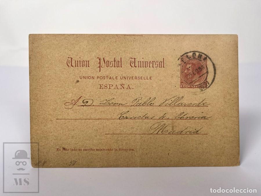 Sellos: Tarjeta Entero Postal - Alfonso XII - 1884- Edifil 15 - Circulado - Barcelona / Madrid
