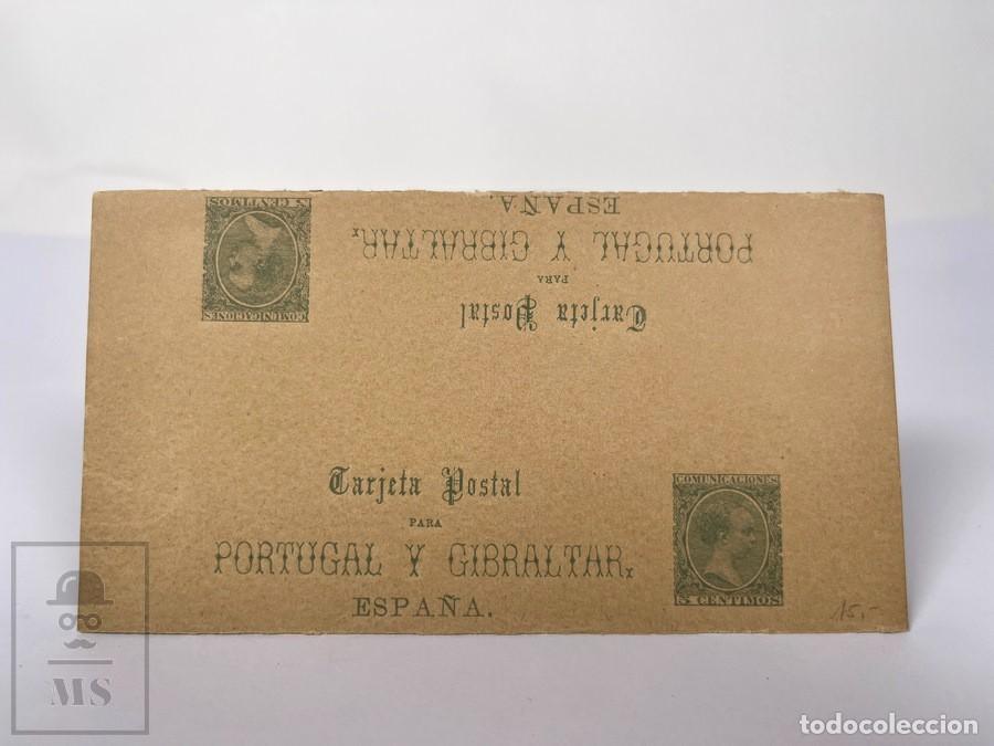 Sellos: Tarjeta Entero Postal - Alfonso XIII Tipo pel&oacute;n - 1890- Edifil 26 - Sin Circular - Ida y Vuelta