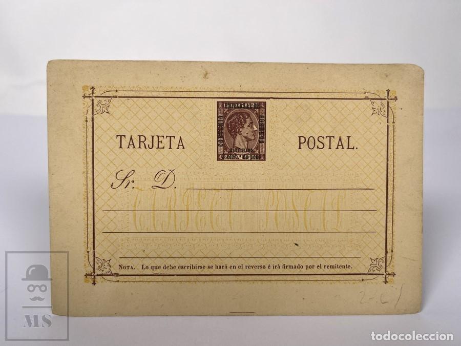 Sellos: Tarjeta Entero Postal - Alfonso XII Filipinas - 1879- Edifil 2 Sobrecarga - Sin Circular