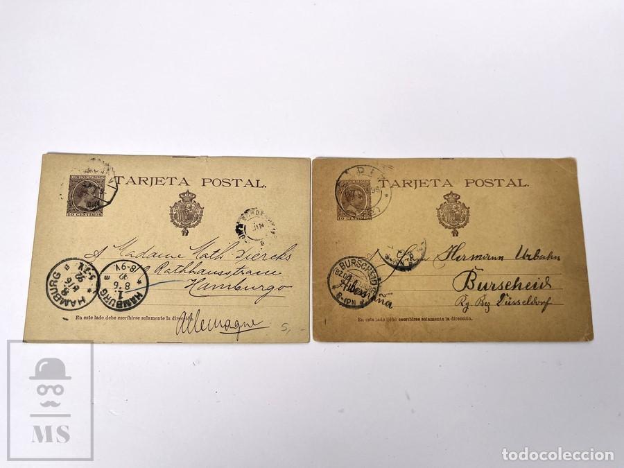 Sellos: 2 Tarjetas Entero Postal - Alfonso XII Tipo Pel&oacute;n - 1897 - Edifil 36 - Circulados Alemania