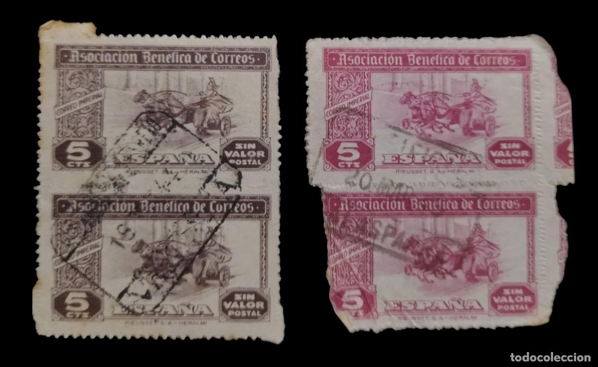 Sellos: ESPA&Ntilde;A. ASOCIACI&Oacute;N BEN&Eacute;FICA DE CORREOS. 2 BONITAS PAREJAS. USADO - USED.