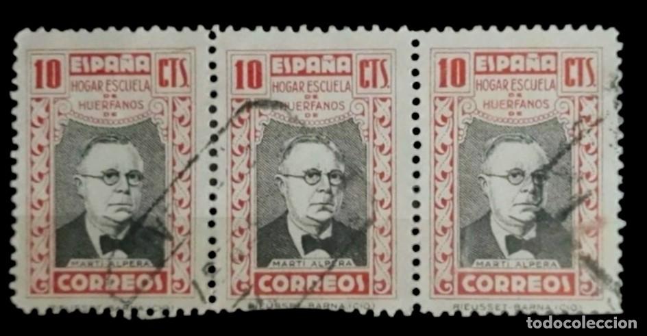Sellos: ESPA&Ntilde;A 1937 BENEFICIENCIA. PEDAGOGOS. TIRA DE 3. USADO.