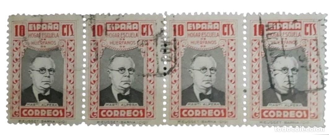 Sellos: ESPA&Ntilde;A 1937 BENEFICIENCIA. PEDAGOGOS. TIRA DE 4. USADO.