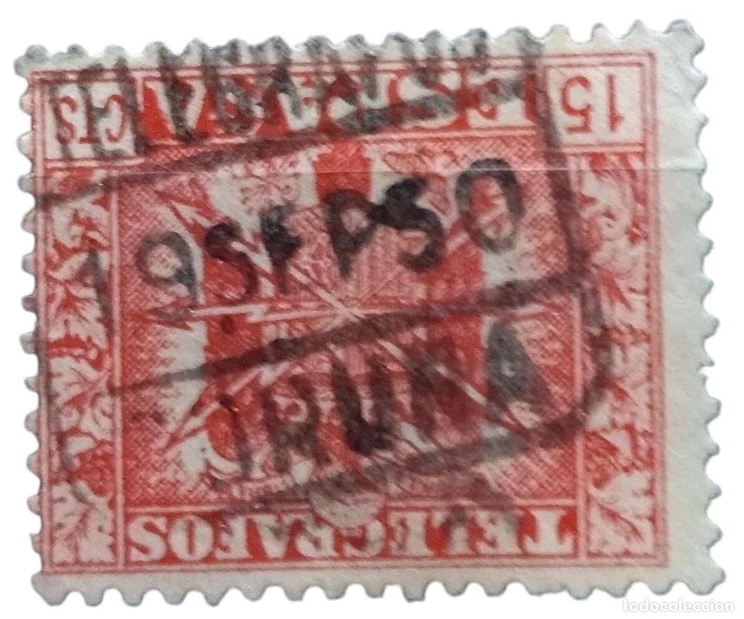 Sellos: TEL&Eacute;GRAFOS. Fechador Iru&ntilde;a / Pamplona 19 septiembre 1950. USADO.