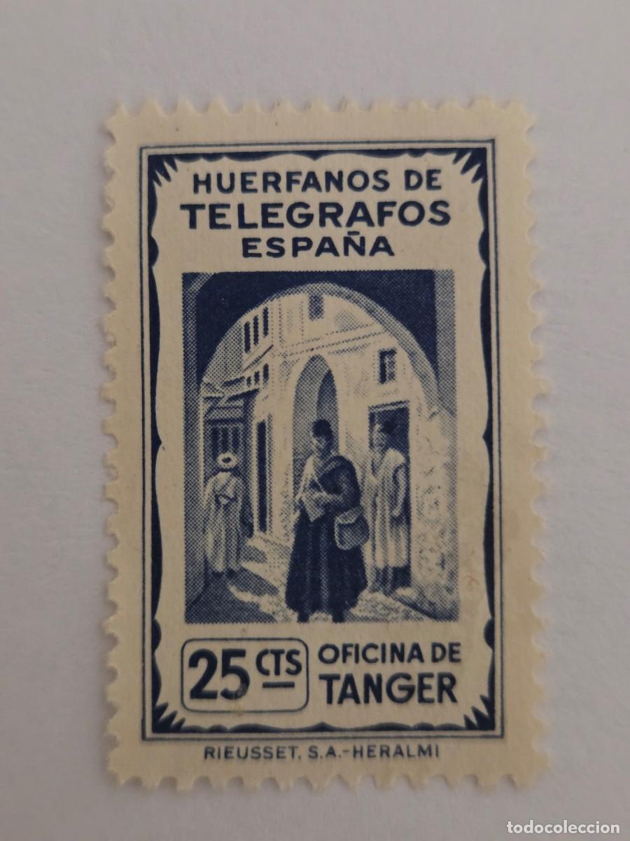 Sellos: Huerfanos de Telegrafos Espa&ntilde;a. Oficina de Tanger. 25 cts.