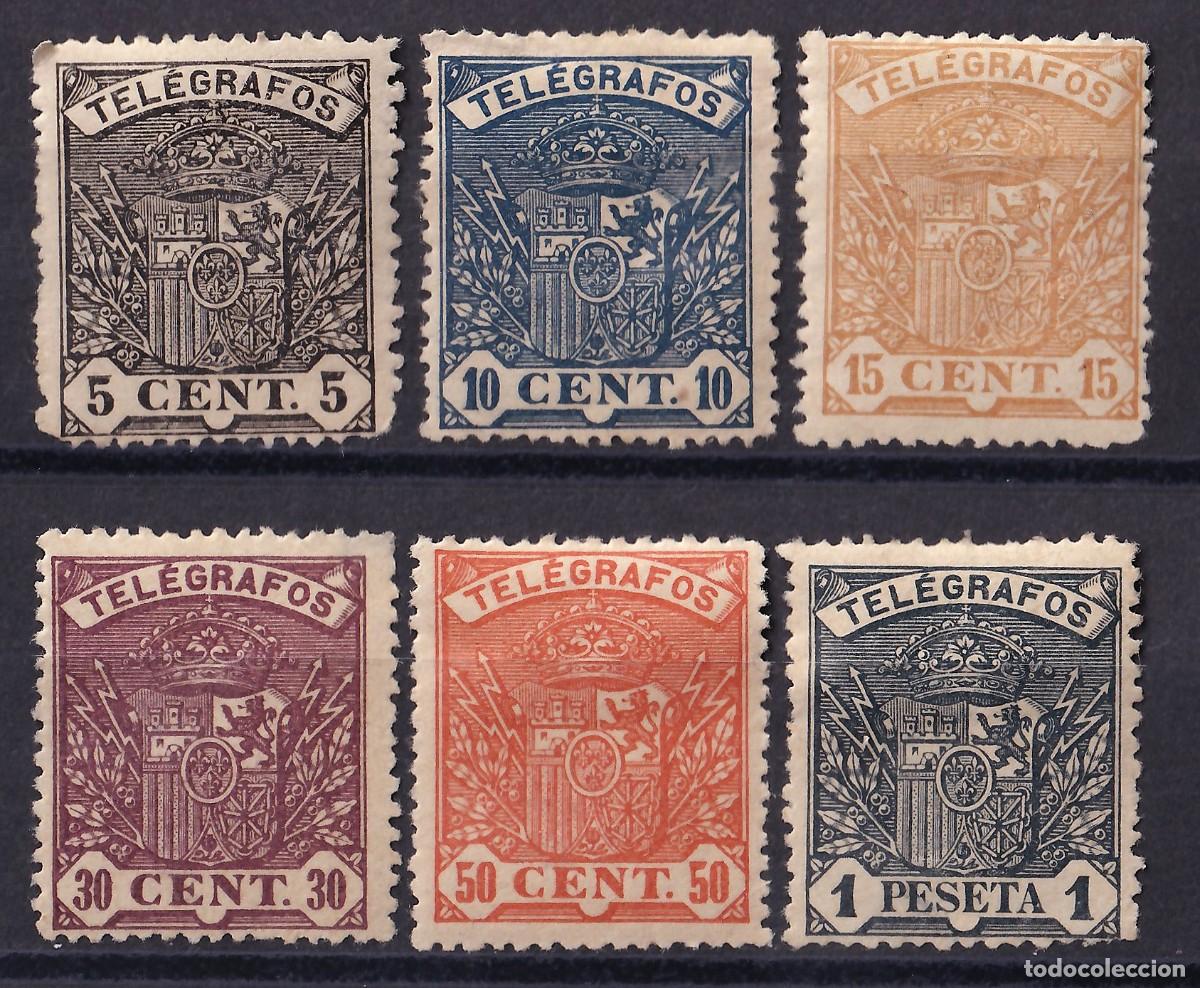 Sellos: TEL&Eacute;GRAFOS, 1901 EDIFIL N&ordm; 31, 32, 33, 34, 35, 36 /*/, (*)