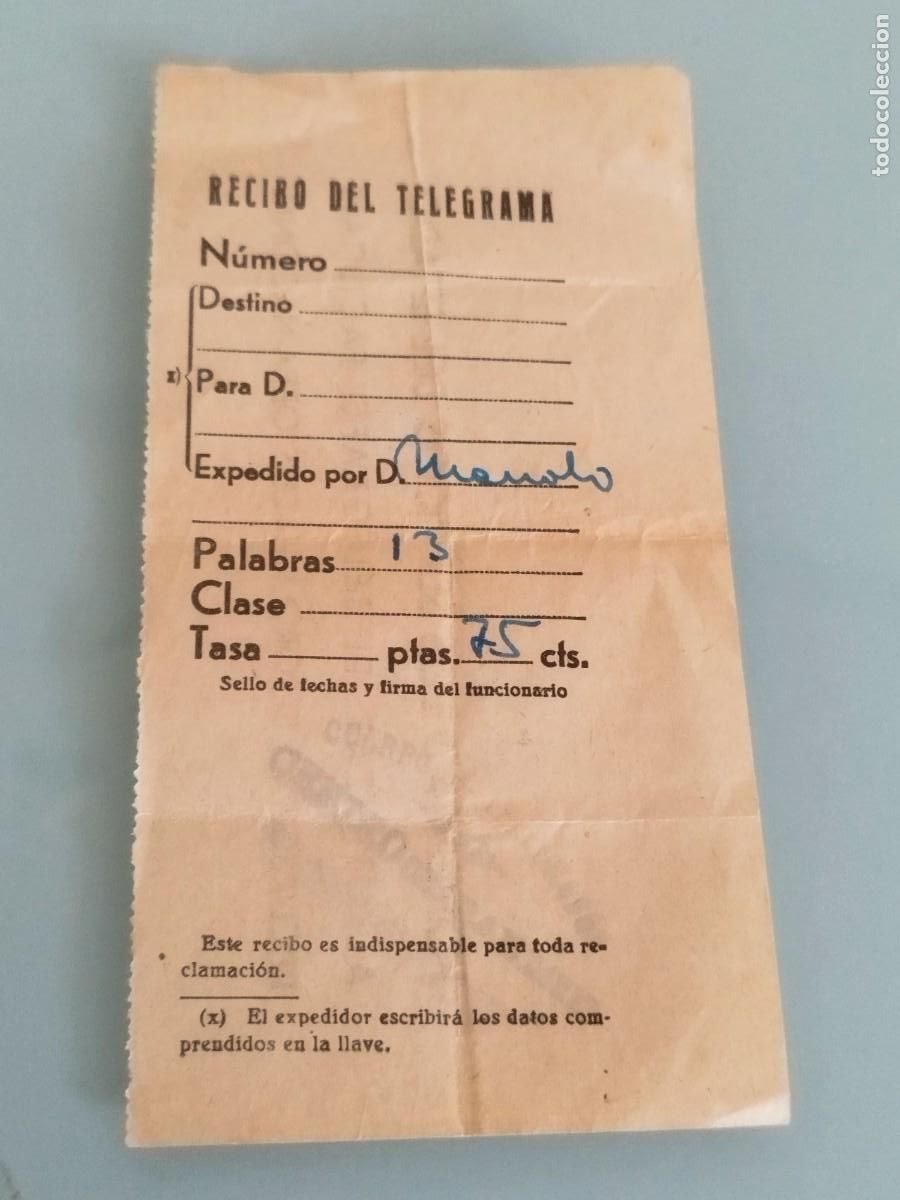 Sellos: Antiguo recibo de telegrama de Espa&ntilde;a.