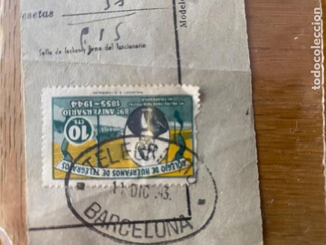 Sellos: Recibo telegrafico. 1943. Barcelona - Foto 2