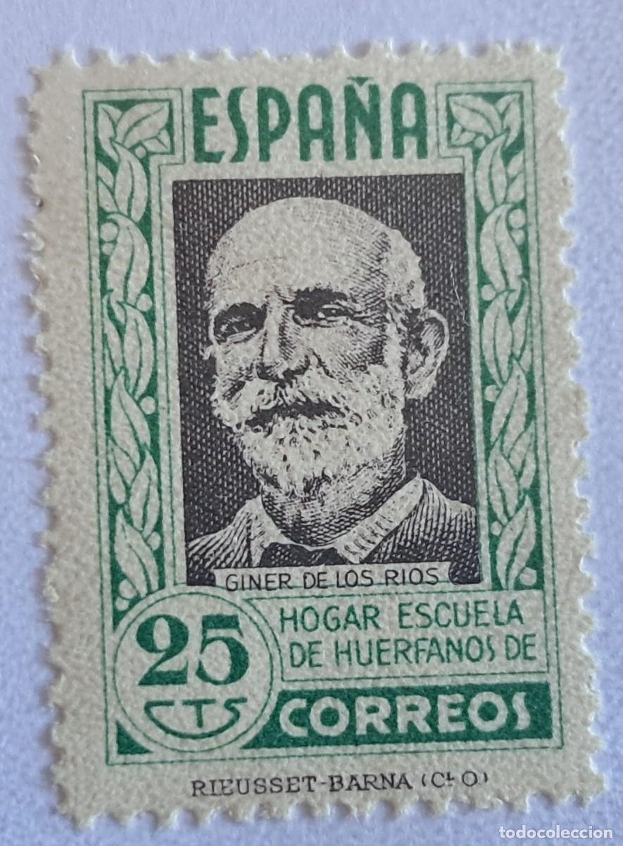 Sellos: Beneficencia Hogar Escuela de Huerfanos, Giner De Los Rios, sellos Espa&ntilde;a 1937. 25 ctos.
