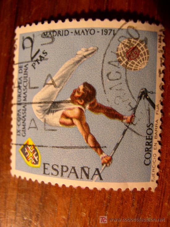 Timbres: Sello de 2 pesetas. IX Copa Europea de Gimnasia asculina. Madrid-1971.