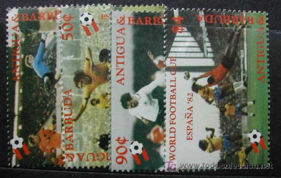 Sellos: ANITIGUA Y BARBUDA 1982 CAMPEONATO DEL MUNDO DE FUTBOL ESPA&Ntilde;A-82 SERIE DE 4 SELLOS