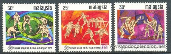 Timbres: MALASIA 1971 JUEGOS DE KUALA LUMPUR 3 SELLOS