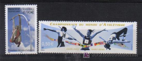 Timbres: FRANCIA Y ANDORRA CAMPEONATO DEL MUNDO DE ALTLETISMO 2003